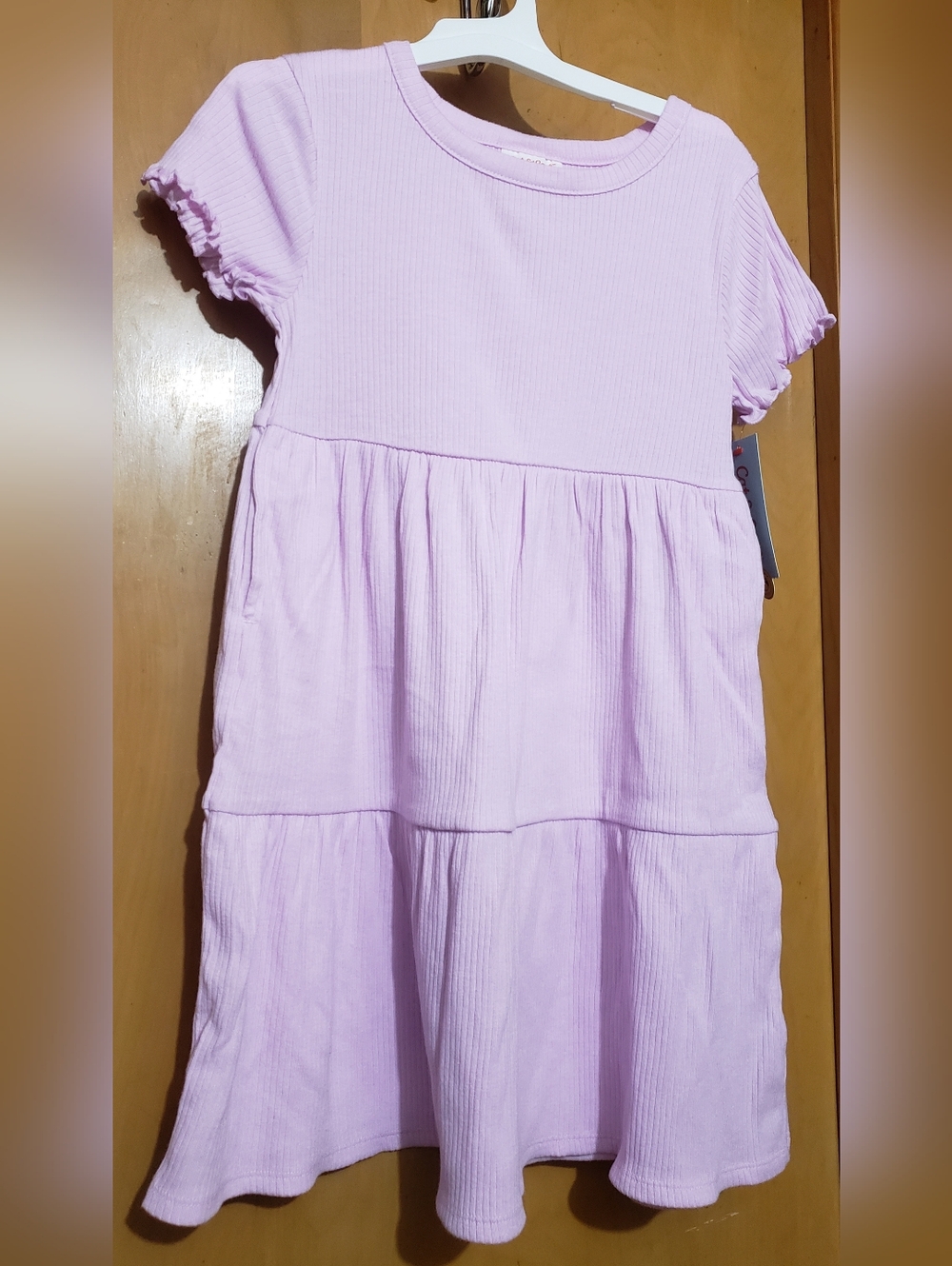Cat & Jack Pastel Lilac Ribbed Tiered Dress